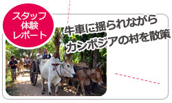 カンボジアの農村を牛車で散策